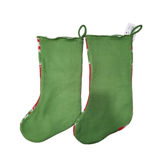 Disney NWT Mickey mouse knit green red Christmas holiday stocking - Picture 2 of 2